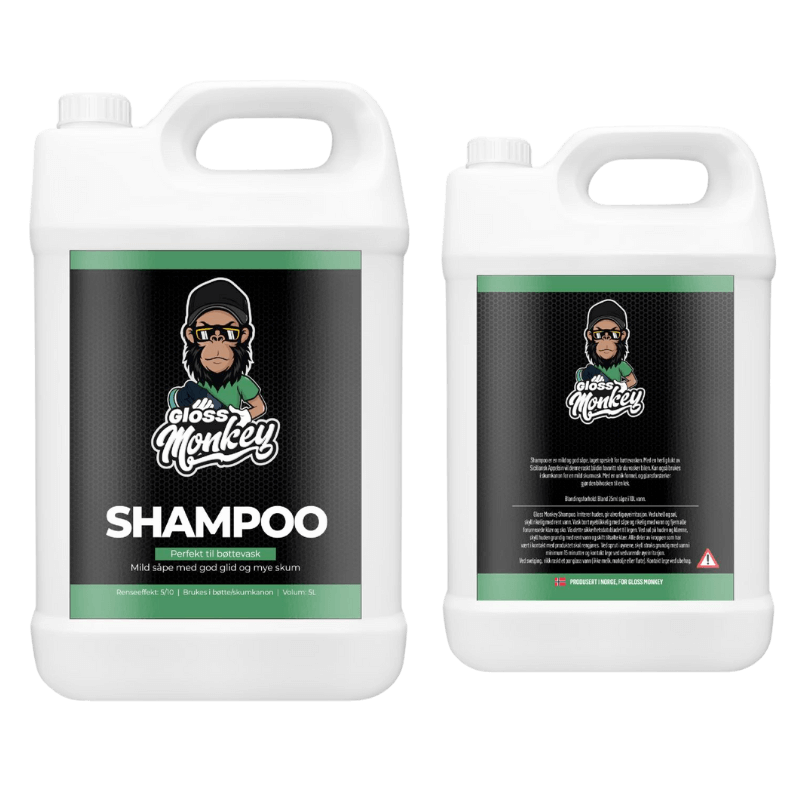 GlossMonkeyShampoo 5L bak og front