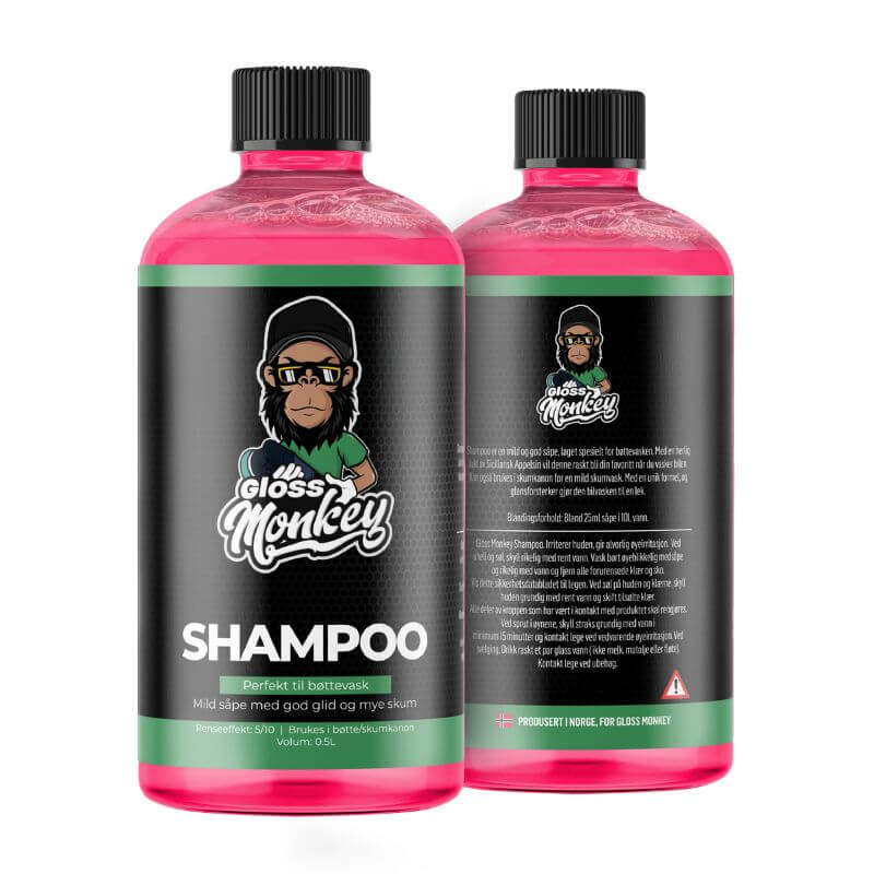 Gloss Monkey Shampoo front og bak